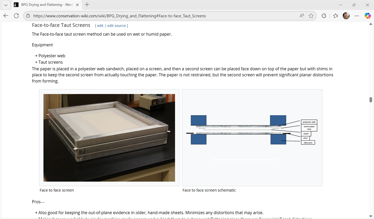 BPG Wiki Drying and Flattening - face-to-face taut screens